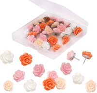 MOGII Office School Supplies 30 Pieces Rose Flower Pushpins Decorative Thumbtacks Floret pins for Photo Wall Cork Board Clips Pins Tacks