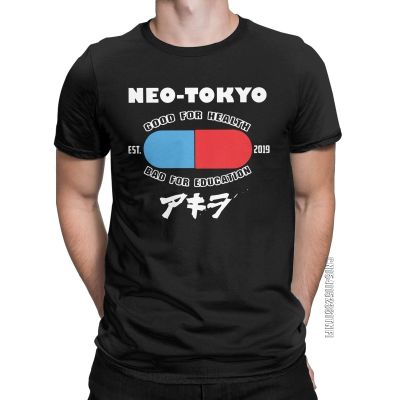 Mens Akira Neo Tokyo Good For Health Bad For Education T Shirt Pure Cotton Tops Creative Classic O Neck Tees T-Shirt