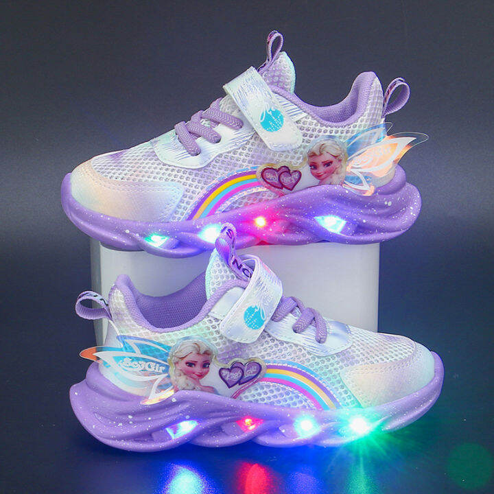 Kartun Beku Kanak-Kanak Perempuan Kasut Kasual Led Light Up Sneakers ...