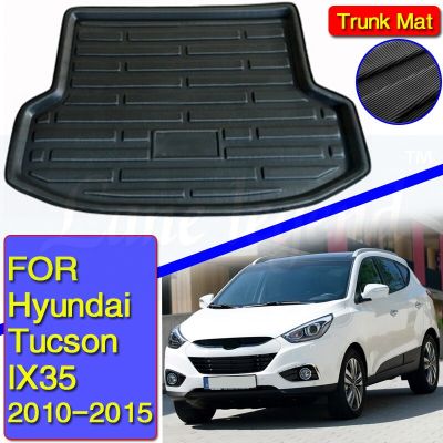 แผ่นที่รองเท้าสัมภาระท้ายรถแผ่นกันโคลนพรมสำหรับรถยนต์สำหรับ Hyundai Tucson IX35 2010 2011 2012 2013 2014 2015