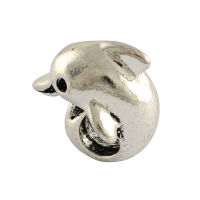 20pc Tibetan Style Alloy Dolphin European Beads Large Hole Beads Cadmium Free &amp; Lead Free Antique Silver 14x14x10mm Hole: 4.5mm