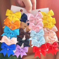 10Pcs Cute Colorful Solid Ribbon Bowknot Hair Clips for Baby Girls Handmade Bows Hairpin Barrettes Headwear Kid Hair Accessories