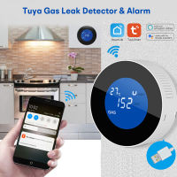 Tuya Wifi สมาร์ทเครื่องตรวจจับก๊าซธรรมชาติปลุกก๊าซที่ติดไฟได้รั่ว Alarmer จอแสดงผล LCD ที่มีเซ็นเซอร์อุณหภูมิ