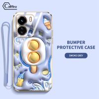 Callfire เคสสำหรับ ใหม่ Vivo Y02S Y16 Y35 Y22 Y22S Y77 Y77E (t1) Y78+ Y35+ IQOO Z7 Z7X Y36 5G Y78 5G Y27 2023 4G กรัมสตรอเบอร์รี่ไอศกรีมขนมลวดลายฟรีสายคล้องหรูหราฝาครอบป้องกันกันตกและกันการชน