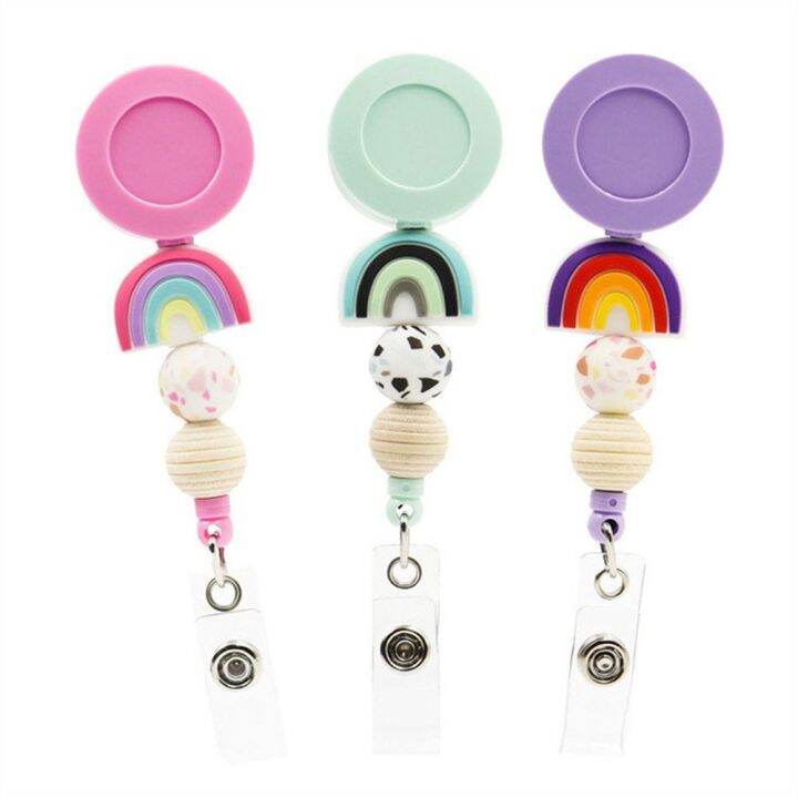 SFHDF พวงกุญแจสำนักงานพวงกุญแจที่ยืดป้ายชื่อซิลิโคนลูกปัดขาตั้งสายคล้อง