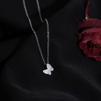 We Flower Silver Crystal Butterfly Necklace for Women Korean Girls Short Chain Necklaces Jewelry