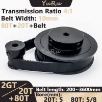 {RUIO} GT2 2M 20 80ฟัน2GT 20T 80T Timing Pulley Belt ชุด Bore 5/8Mm เข็มขัดกว้าง10มม. Tensioning ล้อ Synchronous 3D ชิ้นส่วนเครื่องพิมพ์