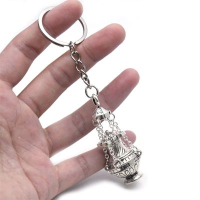 New Souvenirs Gifts Incense Burner Keychain Religious Jewelry Car Pendant Keyfob Accessories