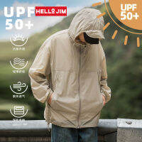 HELLO JIM เสื้อผ้าป้องกันแสงแดดสำหรับผู้ชายและผู้หญิง UPF50 + เสื้อแจ็คเก็ตกันยูวีแบบคู่กระเป๋าใหญ่ดีไซน์เชือกดึงออกมาทรงหลวมเสื้อผ้าป้องกันแสงแดดทรงหลวม K3661