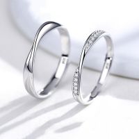 New 925 Silver Plated Couples Ring Lozenge Micro-set Adjustable A Pair Lovers Rings Men Women Festival Birthday Gem Jewelry Gift