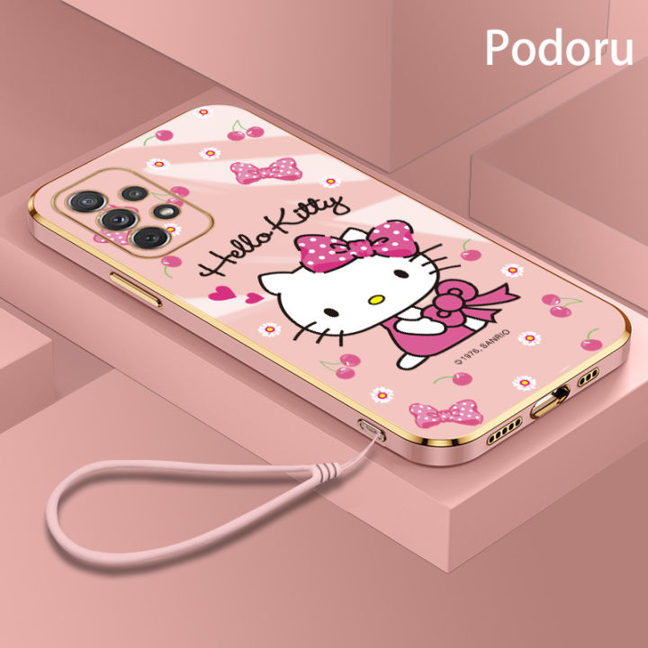 เคส-samsung-a72เรียบง่ายสุดหรูชุบทองเคสโทรศัพท์-hello-kitty-เคสซิลิโคน-tpu-นิ่ม