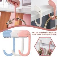 Travel Portable Plastic Bag Cute Elephant Hook For Hanging Decorative Table Purse Bag Hooks Wall Hanger Holder Handbag Hanger