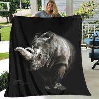 3D rhino printed blanket childrens warm blanket soft and comfortable blanket home travel blanket birthday gift