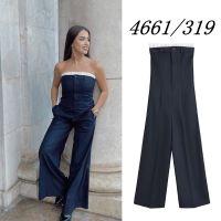 ✾☢❈ UNIZERA 2023 Spring New Women 39;s Clothing Black Personality Style Stitching Tube Top Long Jumpsuit Female 4661319