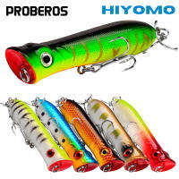 PROBEROS 1PCS Popper Lure Topwater 8ซม. 12G พลาสติก Bionic เหยื่อตกปลา6 # Treble Hook Swimbait Bass Wobbler Fishing Tackle DXP002