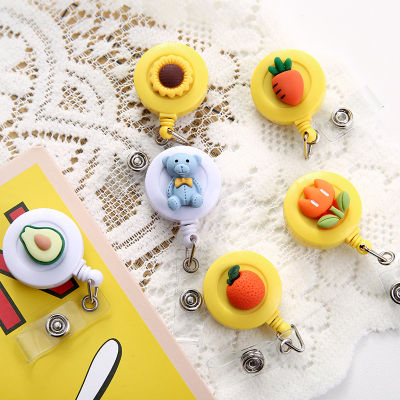 1pc Cartoon Fruit Badge Holder Retractable Nurse Badge Holder Students ID Card Holder Name Badge Reel Key Holder School Supplies