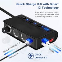 180W Cigarette Lighter Splitter Quick Charge 3.0 Car Charger Adapter 12V/24V 4 Port USB Charging Socket For Phone IPad Household Security Systems