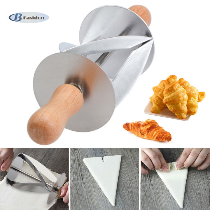 Making Kitchen Dough Wooden Handle Croissant Bread Baking Tool Stainless  Steel Rolling Cutter