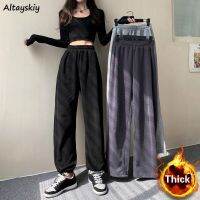 High Waisted Pants Women Harajuku 3XL Thicker Autumn Workout Chic Ladies Trousers All-match Simple Basic Gray New Design Casual