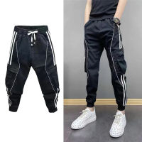 Pantalones Tipo Cargo เทรนด์ฤดูใบไม้ผลิของผู้ชายคนใหม่ฤดูใบไม้ร่วงกางเกง Haren เกาหลีชุดเอี๊ยมกางเกงลำลองประกบกางเกง Vetements Homme