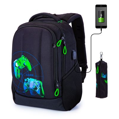 กระเป๋าหนังสือหลายแบบมีหลายฟังก์ชัน,กระเป๋านักเรียน Skyname ชาร์จ USB ได้สำหรับเด็กเป้สะพายหลังกันน้ำ3มิติคุณภาพสูง