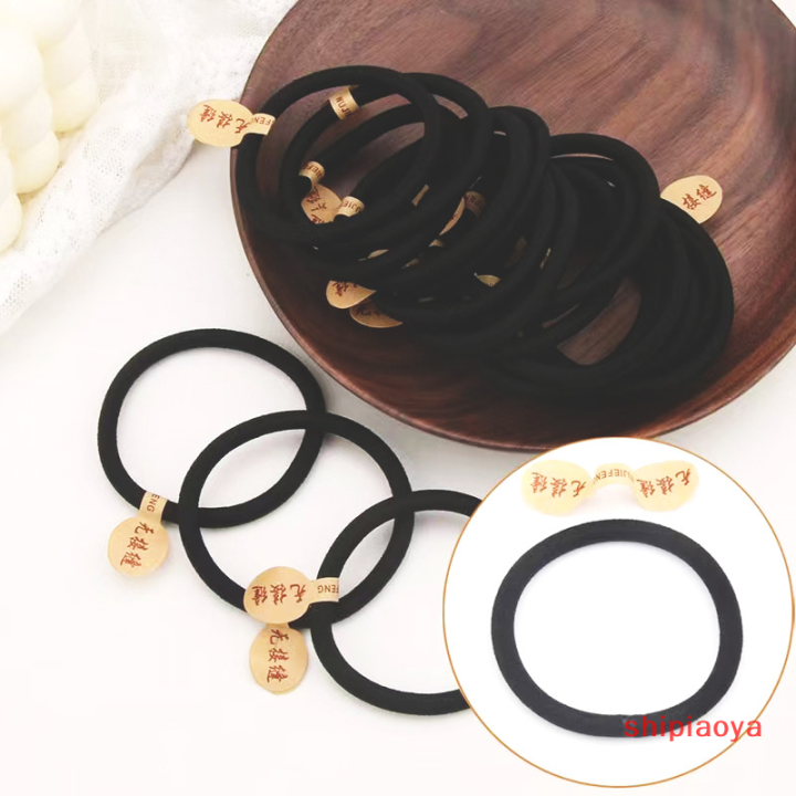 shipiaoya-10ชิ้นแบบเรียบง่ายยางรัดยืดหยุ่นสูงเครื่องประดับผมยางรัดแบบหนาสีดำไร้รอยต่อยางรัดผมยางรัดผมสำหรับผู้ใหญ่