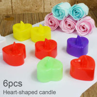 24Pcs LED Simulated Flame Candle Lamp 6 Color Mix Heart Style Flameless Tea Wax Lights for Christmas Wedding Decoration