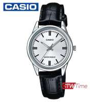 Casio นาฬิกาข้อมือผู้หญิง สายหนัง รุ่น LTP-V005L-7AUDF (หน้าขาว/เงิน)