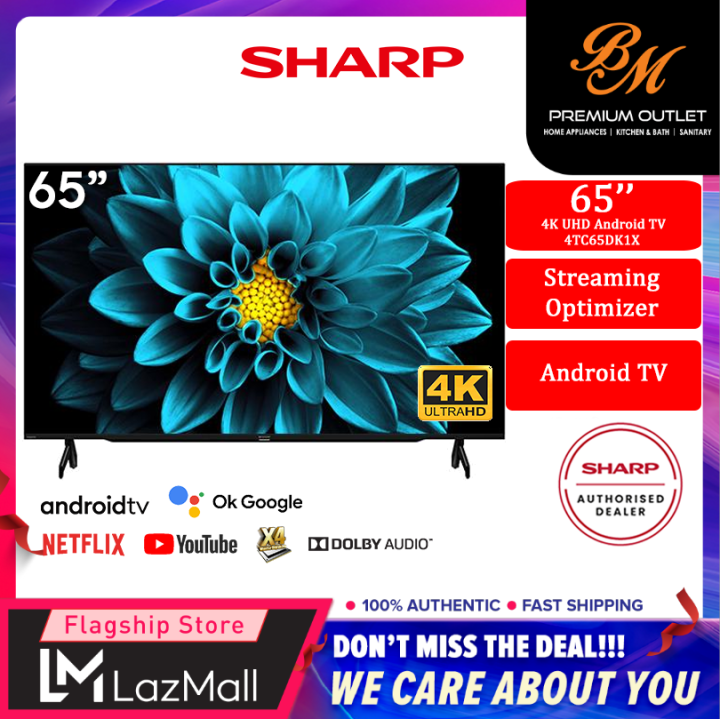SHARP [ 4TC65DK1X] 65 Inch AQUOS 4K Ultra HD Android LED Tv With Built