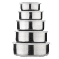 5 Pcs Mixing Stainless Steel Food Storage Bowls Reusable Fresh-keeping Boxes with 5 Lids Set Cover Kitchen Cookware hot sale