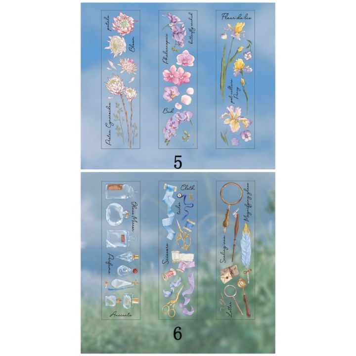 flowertree-ชุดสติกเกอร์ลายดอกไม้-ต้นหญ้า-สำหรับตกแต่งไดอารี่-6-ชิ้น