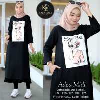 Priskila Cell ADEA Midi Dress Combed Cotton Jersey Fabric 24S Midi Dress Women Kekinian Jumbo Tshirt Oversize Long Hand Aesthetic Screen Printing Size M L XL Xxl/ 2XL Tunic Female Adult Trend Viral Outfit Casual Muslimah Abayas ล่าสุดโมเดลโมเดลจำลอง