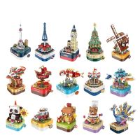 Jiaqi JK1302 Christmas tree rotating music box creative childrens assembled holiday building blocks New Years toy gift toy