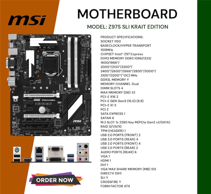 MSI MOTHERBOARD Z97S SLI KRAIT EDITION Lazada PH