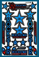 สติกเกอร์ PVC Rock Star Energy (สีฟ้า) R4 สติกเกอร์แต่งรถ สำหรับรถมอเตอร์ไซค์ ติดรถยนต์ หมวกกันน็อค โลโก้ Logo สปอนเซอร์ Sponsor Racing Stickers จำนวน 1 แผ่น