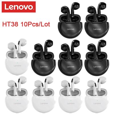 Lenovo หูฟังบลูทูธ Ht38 Tws,หูฟังกันน้ำสำหรับเล่นกีฬาไร้สาย Mini 9d ไมโครโฟน Hifi