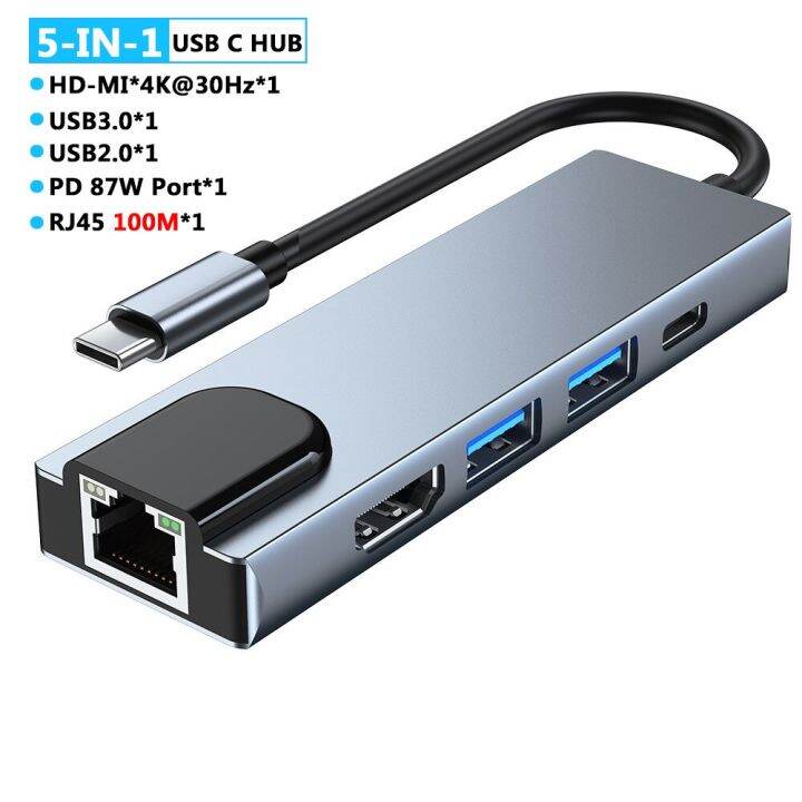 usb-c-hub-type-c-to-usb-3-0-usb-c-to-hdmi-compatible-4k-30hz-rj45-1000m-ethernet-lan-pd-60w-for-macbook-pro-thunderbolt-3-usb-hubs