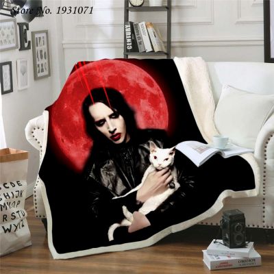 NEW Marilyn Manson 3D Printed Fleece Blanket for Beds Thick Quilt Fashion Bedspread Sherpa Throw Blanket Adults Kids 14