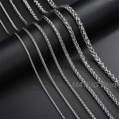 【CW】3mm-7mm Width Stainless Steel Twist Chain Necklace For Men Women 50cm-80cm Braided Link Wheat Chain Male Long Neck Punk Style