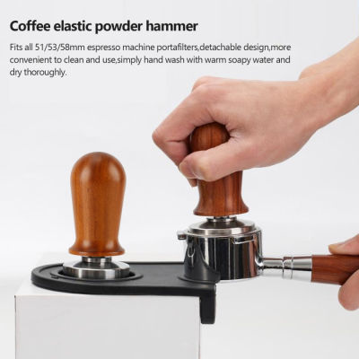 Espresso Tamper, Professional Calibrated Pressure Coffee Press Hammer-304ฐานแบนสแตนเลสพร้อมด้ามไม้สปริงสำหรับ Barista