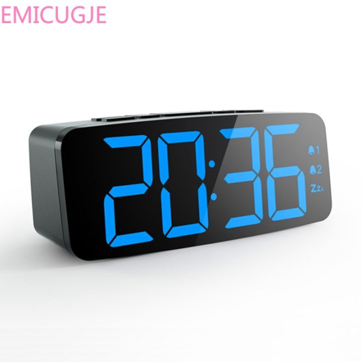 new-gefengjuan-เตือนนาฬิกาแอลอีดีไฟฟ้าโต๊ะดิจิตอลนาฬิกาปลุกเรืองแสงนอนหลับอย่างเงียบระบบเตือนภัยแบบดูอัลห้องนอน