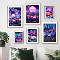 Tokyo Street Racing Retro Car JDM NSX GTR ภาพวาดผ้าใบ Wall Art Decor