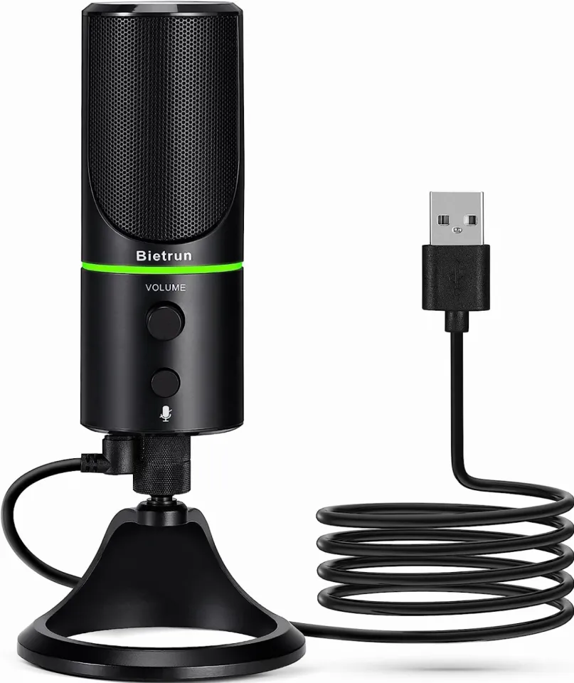 USB Podcast & Streaming Condenser Microphone with Headphone Output and  Volume Control