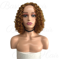 [BASSA] วิกผมหยิกสั้นสำหรับผู้หญิงผิวดำ Afro Kinky Curly Wig With Bangs Synthetic Cosplay Wig