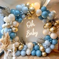 MA1MBB Macaron Blue Gold Balloon Garland Arch Kit Kids Birthday Party Decorations White Baby Shower Boy Wedding Supplies Decor Balloons