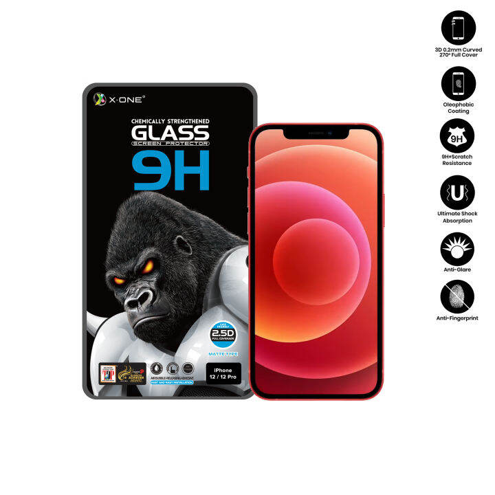 apple-iphone-12-12-pro-6-1-x-one-9h-gorilla-tempered-glass-matte-type-ตัวป้องกันหน้าจอครอบคลุมเต็มรูปแบบ