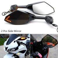 2pcs Clignotants Moto For CBR 250 600 900 1000 RR LED Turn Signal Indicators Motorcycle Rearview Side Mirrors Retroviseur