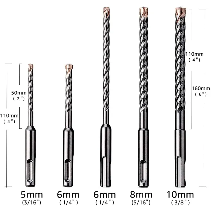 ezarc-5pc-2-4-cutter-carbide-tips-sds-plus-rotary-hammer-drill-bit-set-for-reinforced-concrete-masonry-marble-brick-and-tile