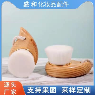■ Comma fur washs a face to brush wooden handle manually facial cleaning brush portable pore clean artifact cleansing makeup spot