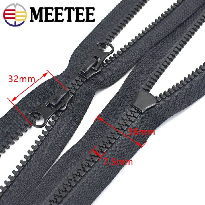 meetee-5-8-double-slider-resin-zipper-60-250cm-open-end-decorative-zip-repair-kit-down-jacket-coat-tent-diy-sewing-accessories-door-hardware-locks-f